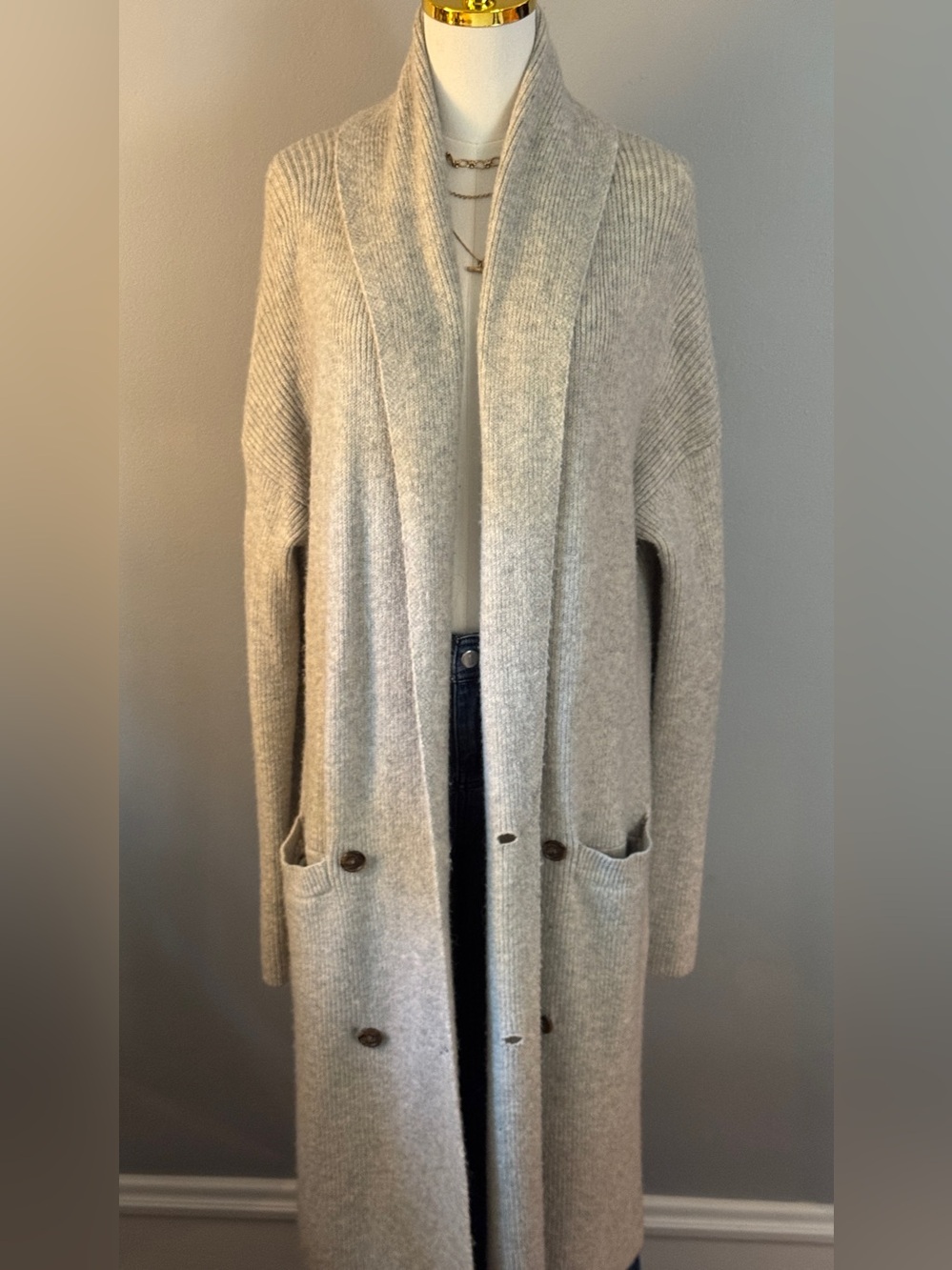 J. Crew Neutral Light Gray Long Open Cardigan